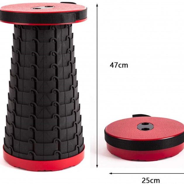 Розкладний стілець, складаний табурет Retractable Stool. Колір червоний