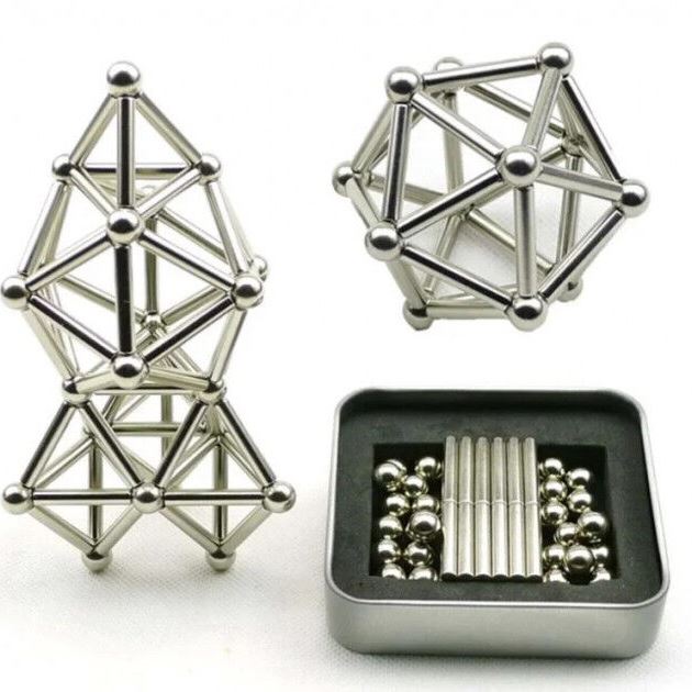 Магнітний конструктор Buckyballs n Buckybars, 64 деталі, магнітна іграшка неокуб, магнітний конструктор