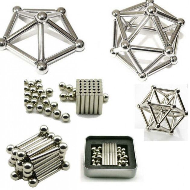 Магнітний конструктор Buckyballs n Buckybars, 64 деталі, магнітна іграшка неокуб, магнітний конструктор