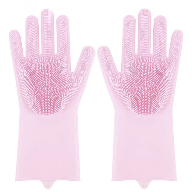Силіконові рукавички Magic Silicone Gloves Pink для прибирання чистки миття посуду для будинку. Колір рожевий