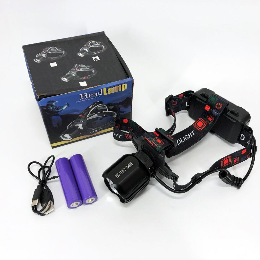 Ліхтар налобний PLD-T115-2PM10-TG (white+blue), Ліхтар акумуляторний для риболовлі, водонепроникний