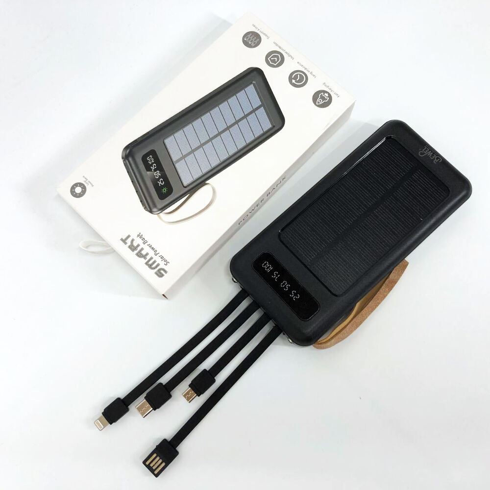 Power Bank Solar Smart 1015 зарядний пристрій на сонячній батареї 20000mAh з індикатором заряду Чорний