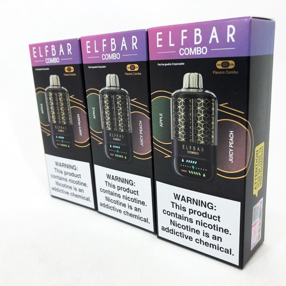 ELF BAR COMBO 25000. Перемикання смаків. Яблуко / Соковитий Персик (Apple / Juicy Peach)