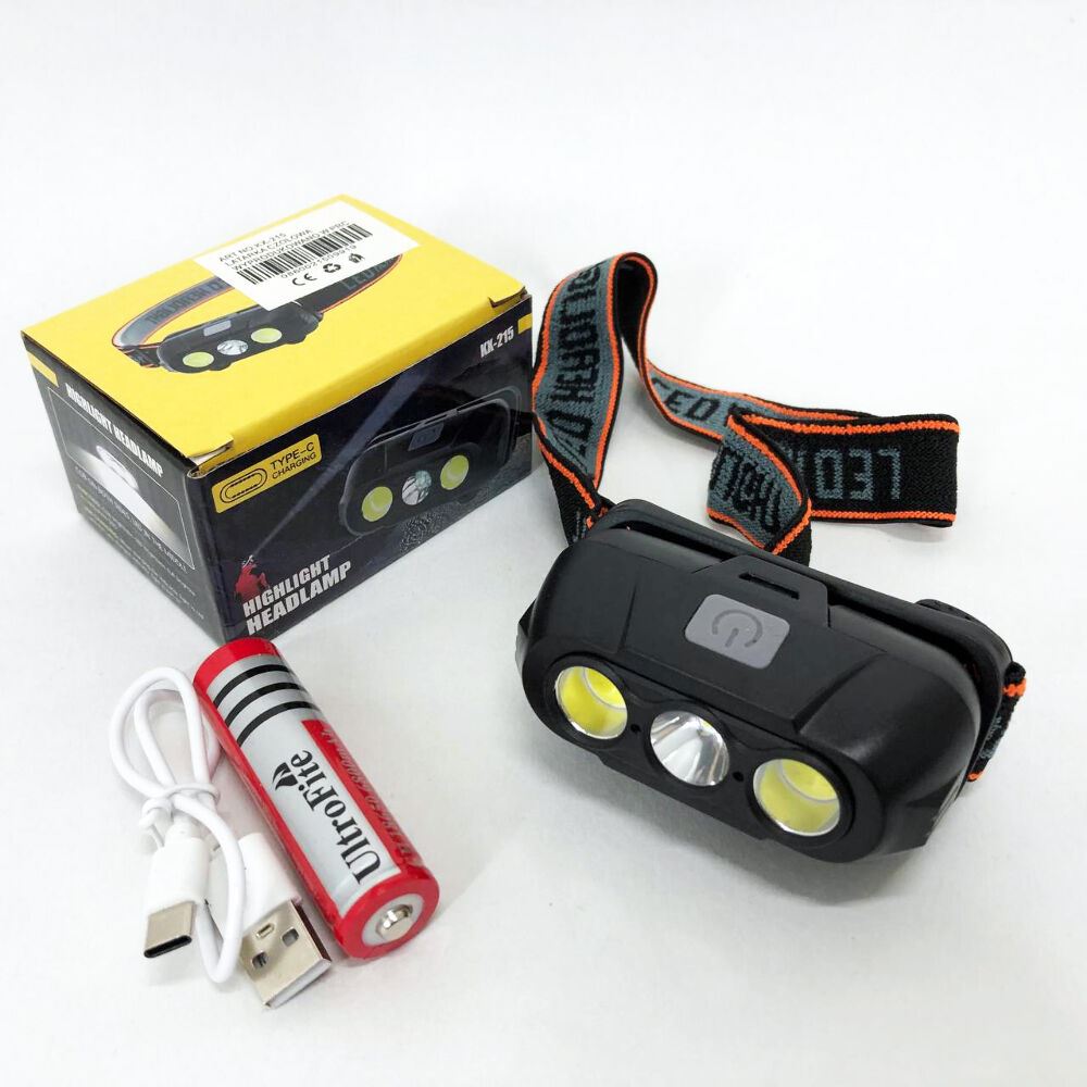 Ліхтар налобний акумуляторний KX-215-LED-2COB, світлодіодний налобний ліхтар для нічних прогулянок