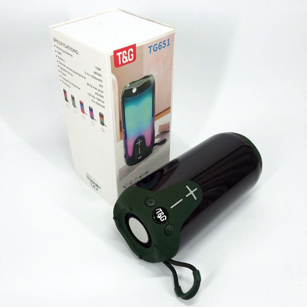 Bluetooth-колонка TG651 з RGB ПІДСВІТКОМ, Bluetooth колонка для гарної музики. Колір: зелений