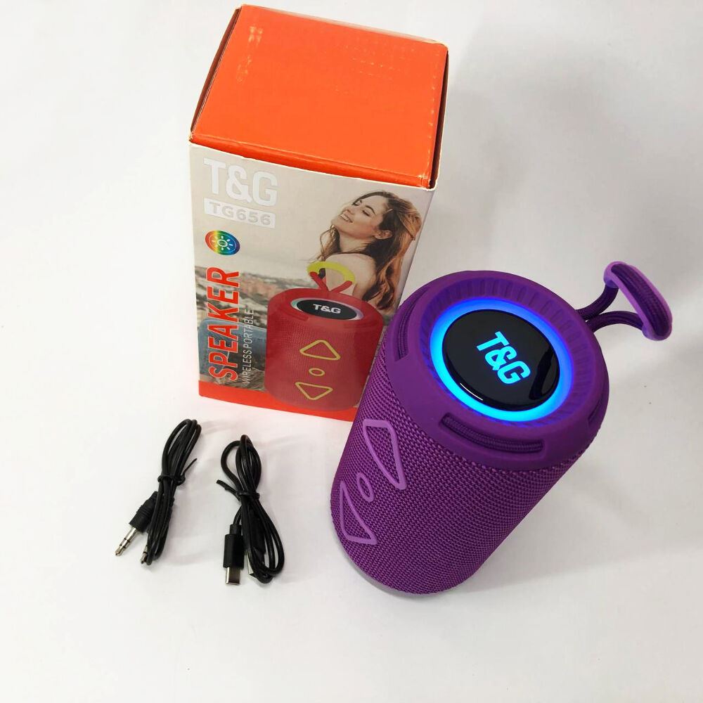 Bluetooth колонка портативна TG656 FM-радіо, потужна переносна акустична колонка. Колір: фіолетовий