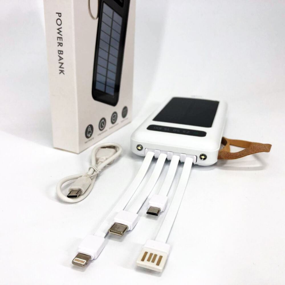 Power Bank Solar Smart 1015 зарядний пристрій на сонячній батареї 20000mAh з індикатором заряду Білий