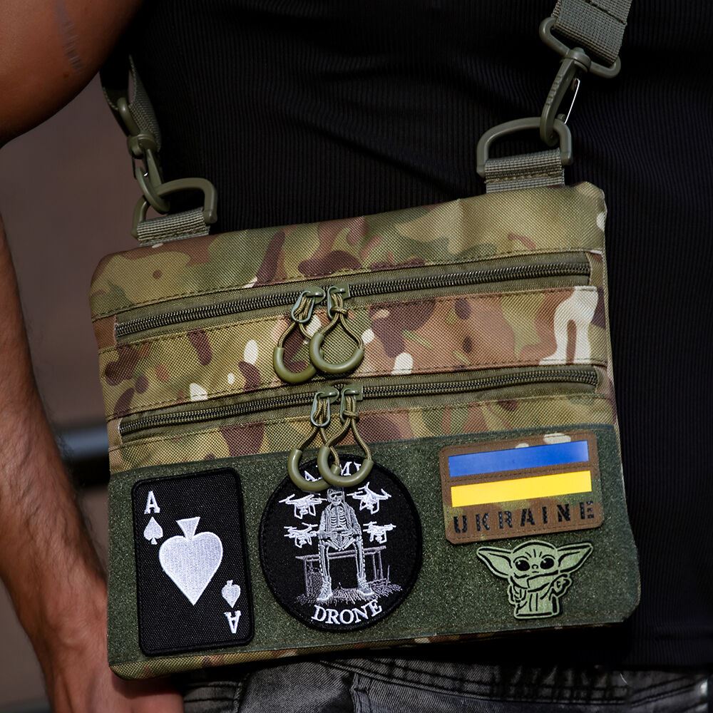 Сумка-кобура мультикам наплічна з липучкою для шевронів, тактична сумка чоловіча з кордури