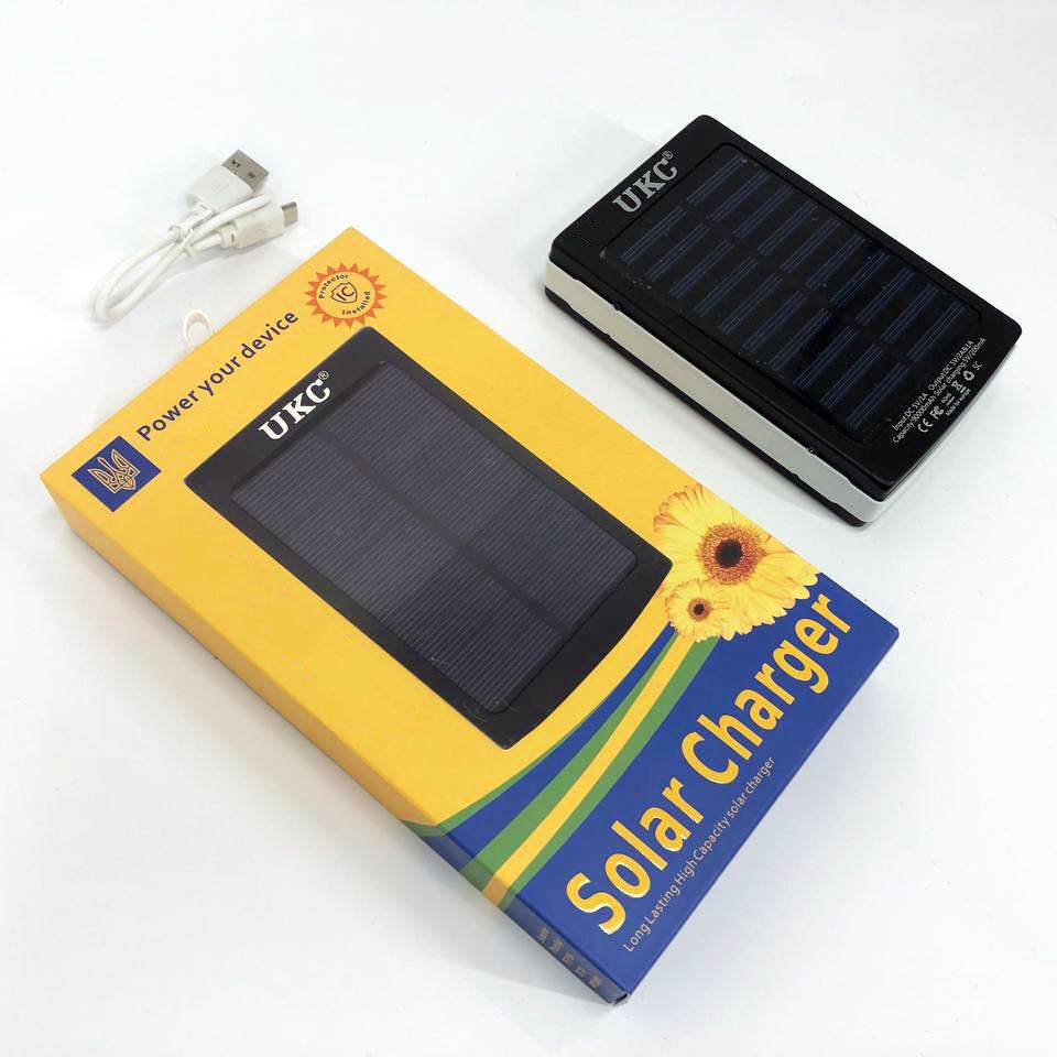 УМБ Power Bank Solar 50000 mAh мобільне зарядне із сонячною панеллю та лампою. Колір білий