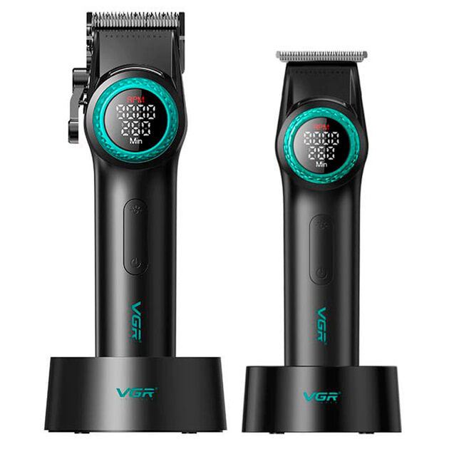 Набір VGR 2 в 1 V-001 V-977 BLACK, акумуляторна машинка для стрижки та триммер. Колір: чорний