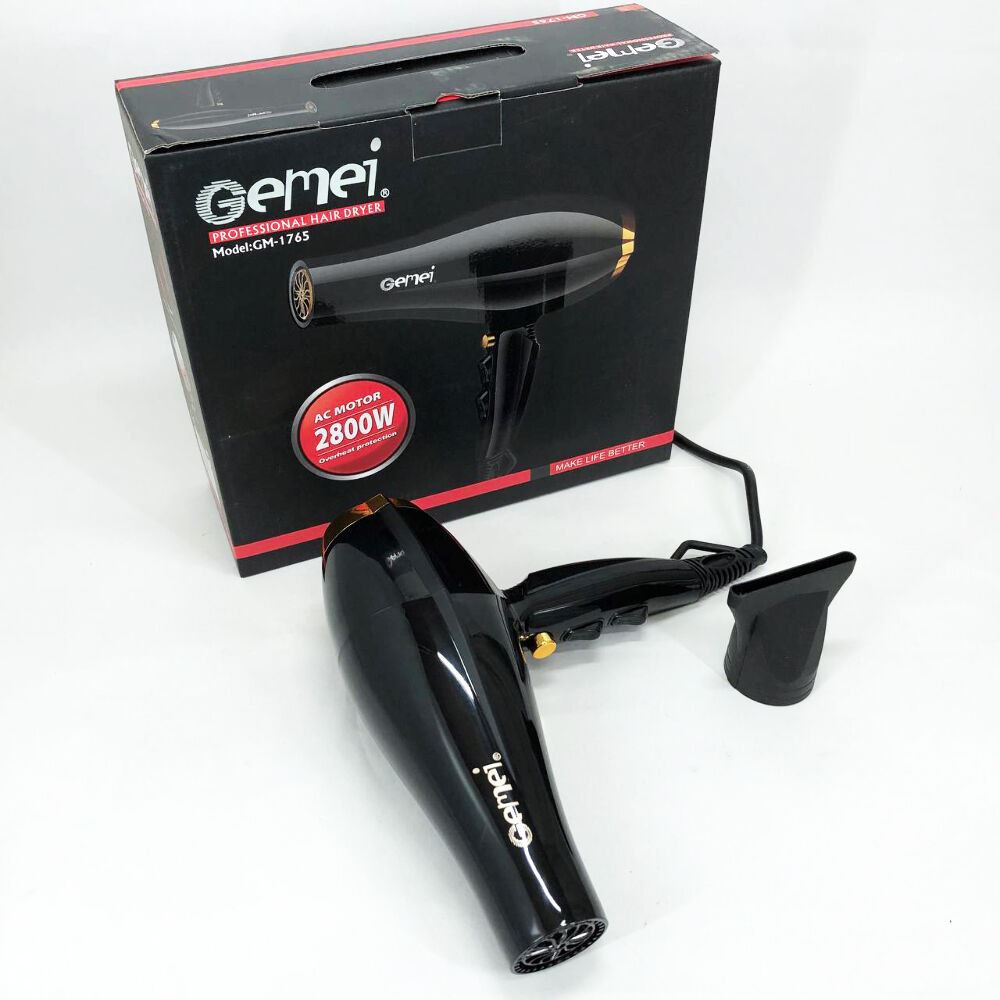 Фен Gemei GM-1765 Професійний фен для волосся дві швидкості та три режими для сушіння та укладання волосся