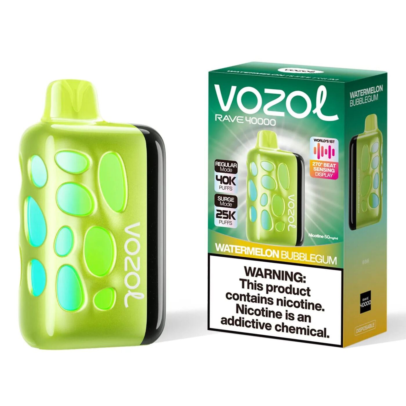 Vozol Rave 40000. Кавунова жуйка (Watermelon Bubblegum)