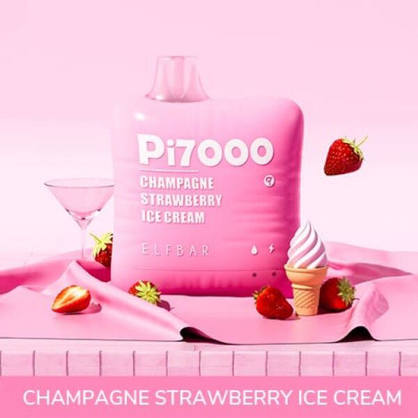 Elf Bar Pi7000. Ванільно-полуничне морозиво (Champagne Strawberry Ice Cream)