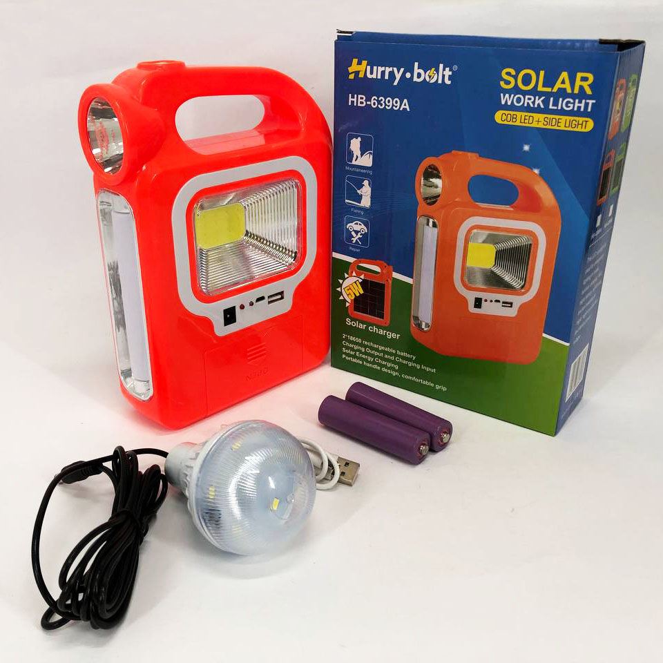 Ліхтар кемпінг переносний 6399А - LED+COB, power bank, 2x18650, сонячна батарея. Колір: помаранчевий