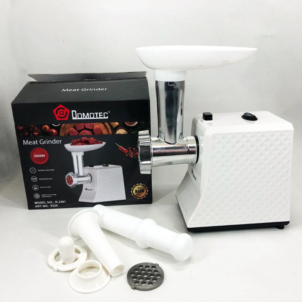 М'ясорубка електрична Domotec R3391 2000W, Потужна компактна м'ясорубка для дому, М'ясорубка 3 в 1