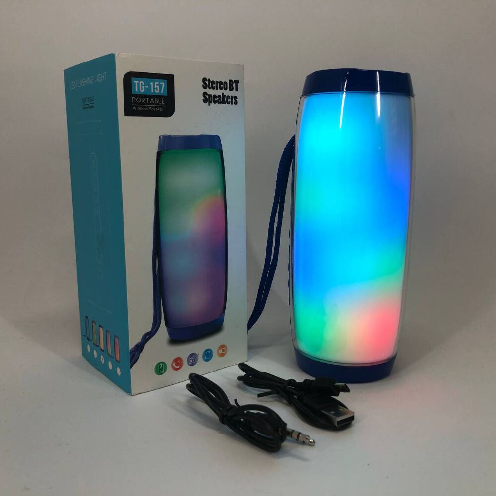 Портативна bluetooth колонка вологостійка TG157 Pulse з різнокольоровою підсвіткою. Колір: синій