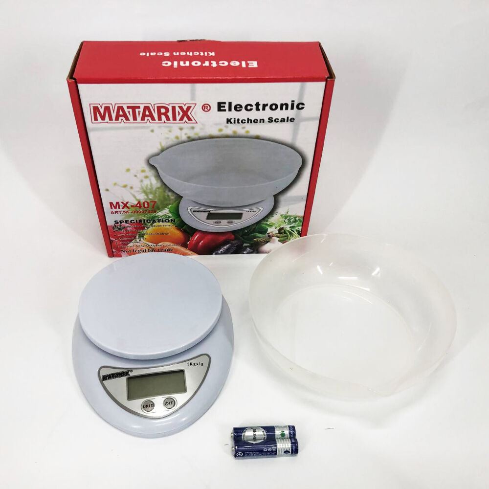 Кухонні електронні ваги з чашею до 5 кг Matarix MX-407, Компактні електронні кухонні ваги