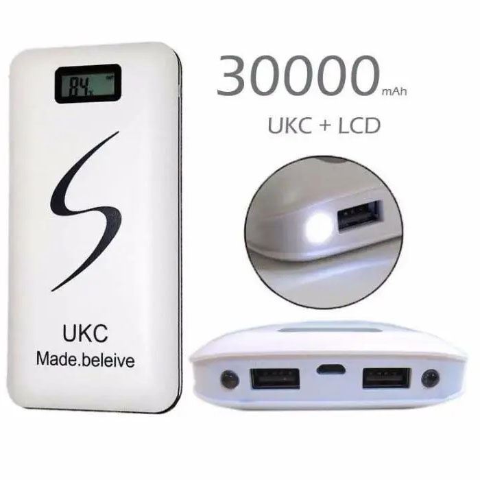 Портативне мобільне заряджання Power Bank 30000/9600mAh UKC, Умб зарядне power bank. Колір: білий