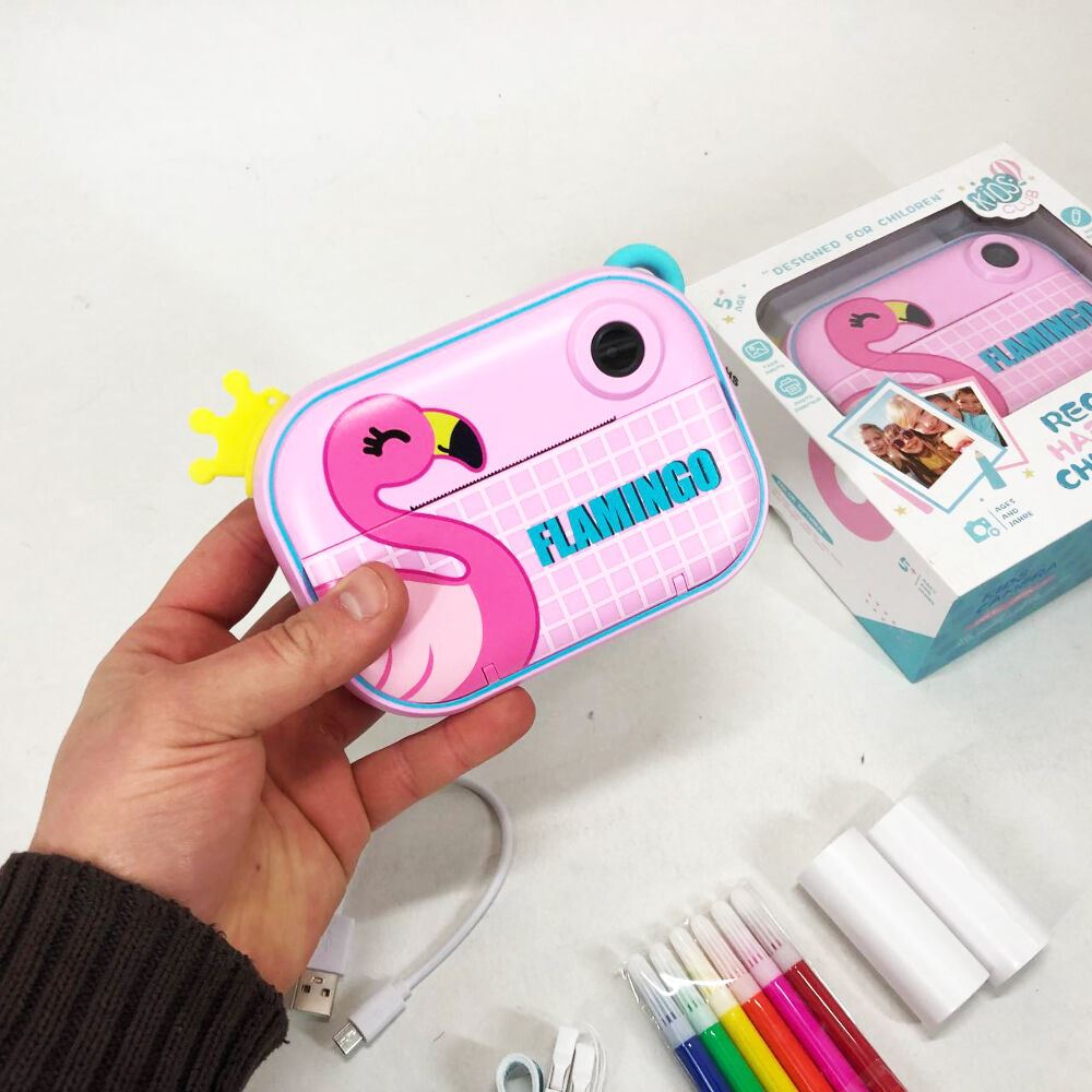 Дитячий фотоапарат миттєвого друку YT008 PINK FLAMINGO з підтримкою microSD