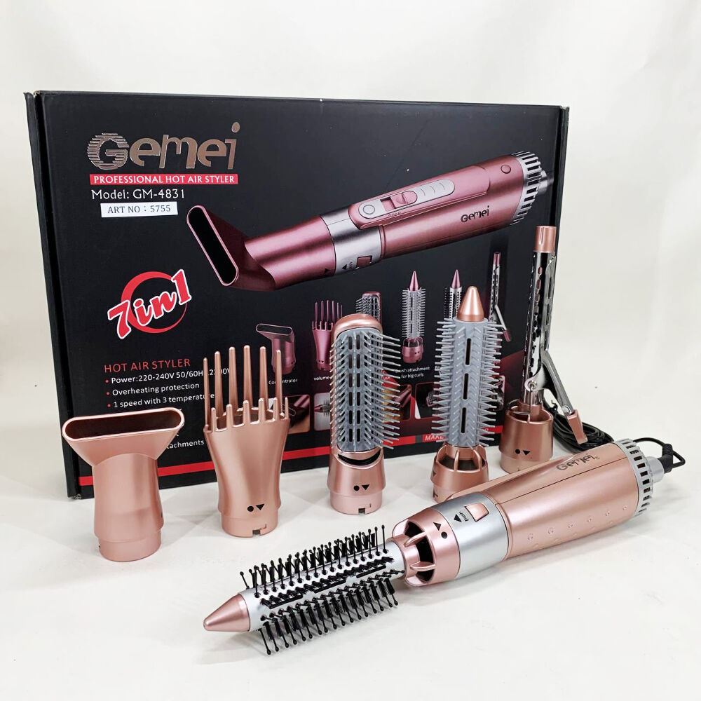 Щипці фен для волосся мультистайлер GEMEI GM-4831 7в1, класичний фен для волосся, потужний фен для волосся