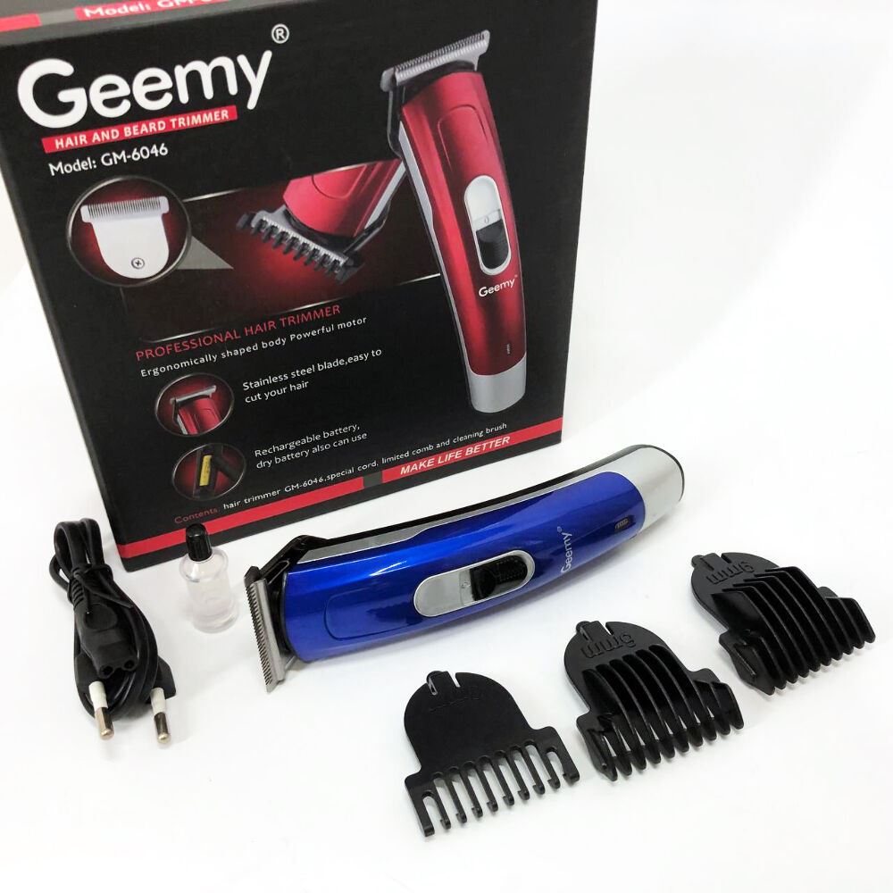 Машинка для стрижки волосся Gemei GM-6046, Акумуляторний універсальний тример для стрижки. Колір: синій