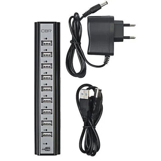 Розгалужувач USB HUB на 10 портів з активною зарядкою 220V, Розгалужувач юсб, Хаб для ноутбука