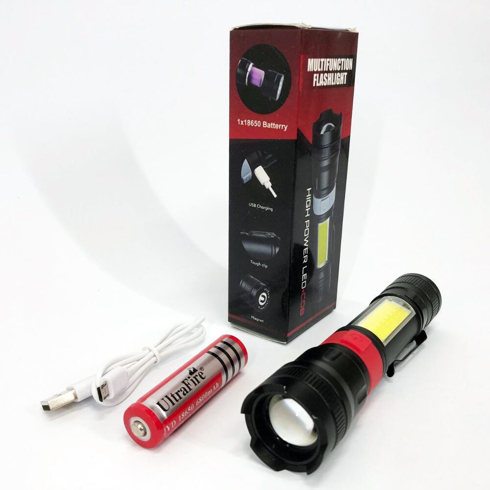 Ліхтар ручний акумуляторний PL-826-P70-COB(white+red), Портативний точковий ліхтар, Похідний ліхтарик