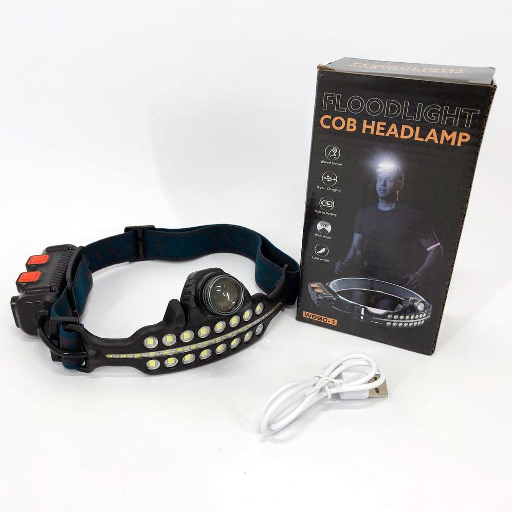 Ліхтар налобний BL-W690-LTS+SMD white+red сенсорний (з датчиком руху), світлодіодний налобний ліхтарик