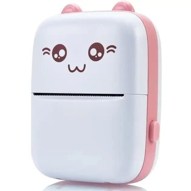 Портативний мініпринтер Mini printer з Bluetooth для термодруку без чорнила зі смартфона. Колір: рожевий