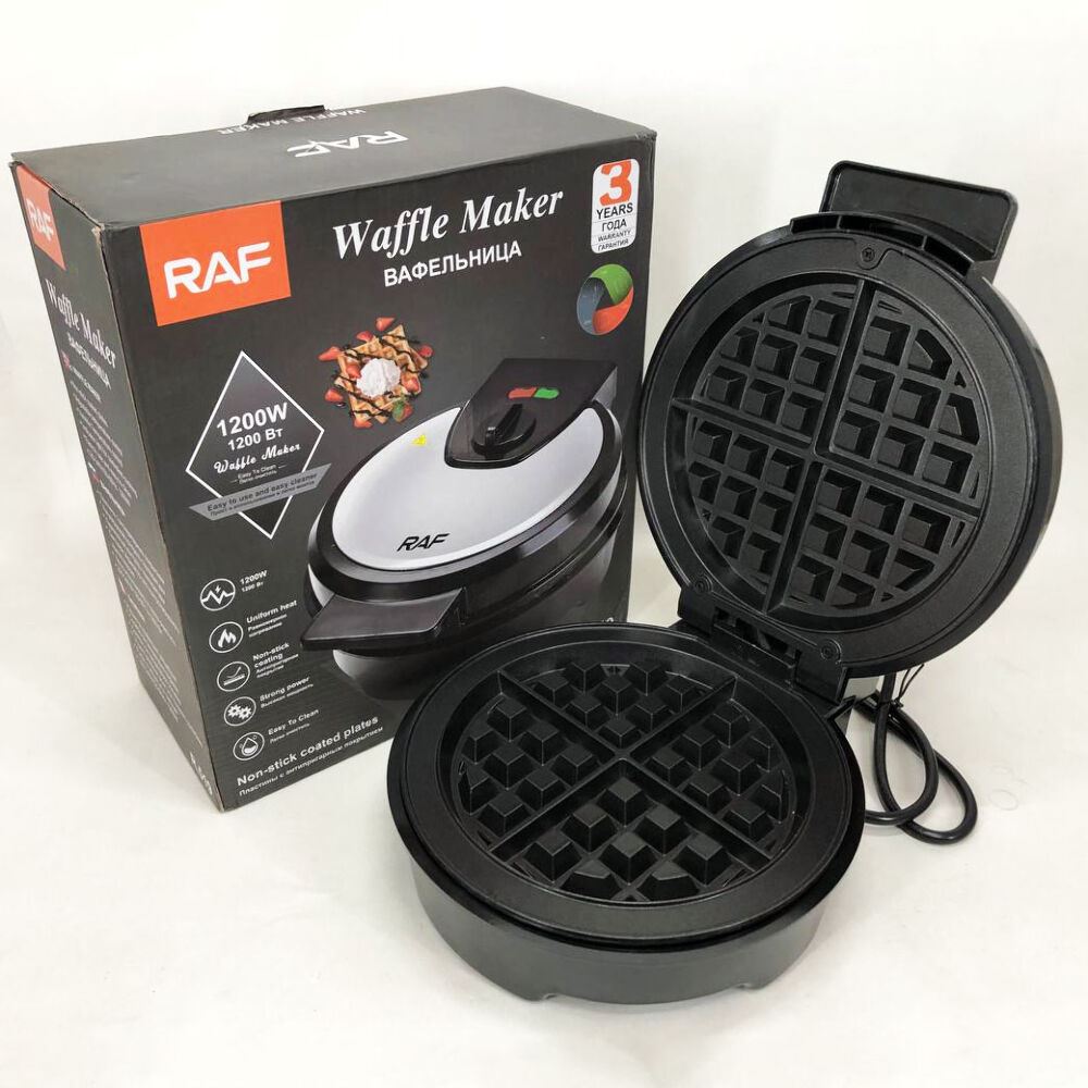 Вафельниця для бельгійських вафель RAF R 519 електрична 1200W, вафельниця електрична побутова