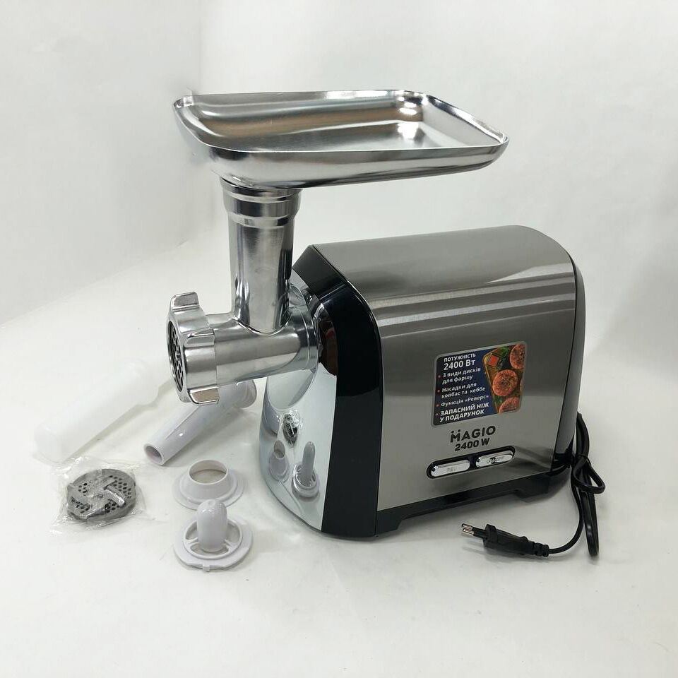 М'ясорубка Magio MG-269, 2400 W, м'ясорубка електрична метал, м'ясорубка з металевим редуктором