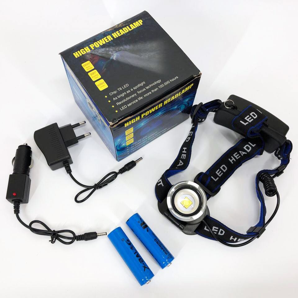 Налобний ліхтар Bailong BL-T24-P50 акумуляторний LED/Zoom 3 режими роботи, ліхтар на голову для риболовлі