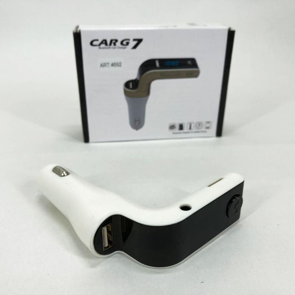 Модулятор FM MOD G7 Bluetooth, Bluetooth модулятор в машину, ФМ модулятор блютуз в машину. Колір: білий
